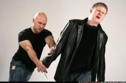 Adult Athletic White Fighting with knife Fight Casual Men