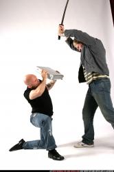 Adult Athletic White Fighting with sword Fight Casual Men