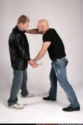 Adult Athletic White Fighting with knife Fight Casual Men