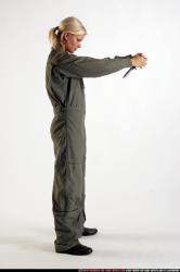 Woman Adult Athletic White Fighting with knife Standing poses Army