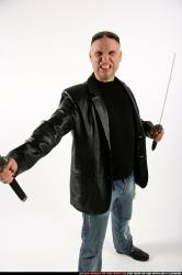 Man Adult Athletic White Fighting with sword Standing poses Business