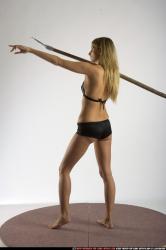 Woman Adult Athletic White Fighting with spear Standing poses Underwear
