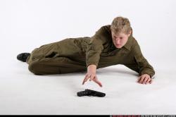 Man Young Average White Martial art Laying poses Army