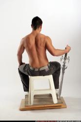 Man Adult Athletic White Martial art Sitting poses Pants