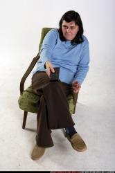 Woman Old Chubby White Daily activities Sitting poses Casual