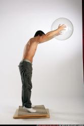 Man Adult Athletic White Throwing Standing poses Pants
