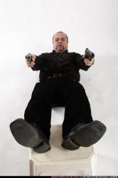 Man Old Chubby White Fighting with gun Laying poses Casual