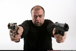 Man Old Chubby White Fighting with gun Laying poses Casual