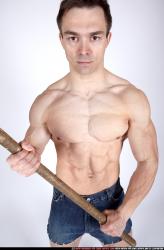 Man Adult Muscular White Martial art Sitting poses Underwear