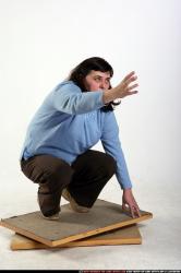 Woman Old Chubby White Martial art Kneeling poses Casual