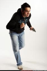 Man Adult Average Black Fighting with gun Moving poses Sportswear
