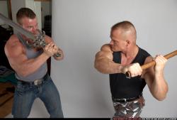 Adult Muscular White Fighting with sword Standing poses Casual Men