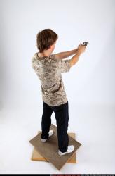 Man Young Athletic White Fighting with gun Standing poses Sportswear