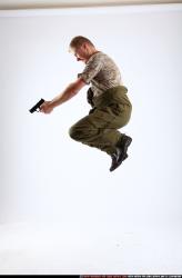 Man Adult Average White Fighting with gun Moving poses Army