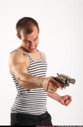Man Adult Athletic White Fighting with gun Detailed photos Casual