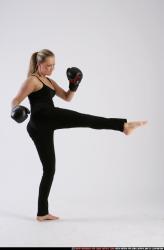 Woman Adult Athletic White Kick fight Moving poses Sportswear