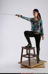 Woman Adult Athletic White Fighting with sword Standing poses Army