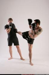 Adult Athletic White Kick fight Moving poses Sportswear Men