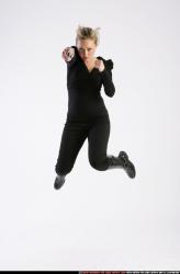 Woman Adult Athletic White Fighting with gun Moving poses Casual