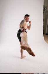 Man Adult Athletic White Kick fight Moving poses Sportswear
