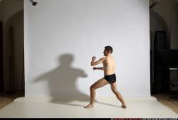 Adult Athletic White Kick fight Moving poses Underwear Men