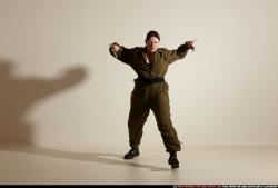 Woman Adult Average White Fighting with knife Moving poses Army