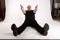 Man Adult Chubby White Fighting with gun Laying poses Casual