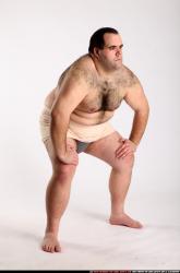 Man Adult Chubby White Martial art Kneeling poses Sportswear