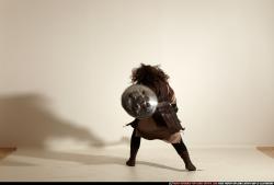 Man Adult Chubby White Fighting with sword Moving poses Army