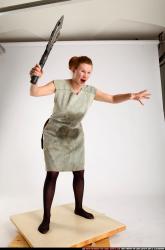 Woman Adult Average White Fighting with sword Standing poses Army