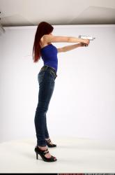 Woman Young Athletic White Fighting with submachine gun Standing poses Casual