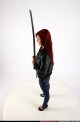 Woman Young Athletic White Fighting with sword Standing poses Casual