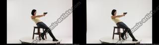 2013 09 3D STEREOSCOPIC NATALIE SITTING LEANING BACK SHOOTING PISTOL…