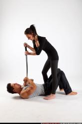 Man & Woman Adult Athletic White Fighting with sword Fight Casual