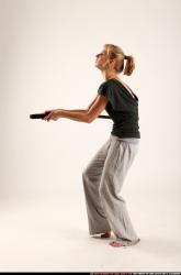 Woman Adult Athletic White Fighting with sword Moving poses Casual