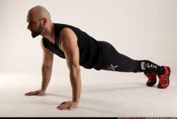 Man Adult Athletic White Fitness poses Laying poses Sportswear