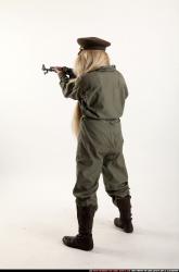 Woman Young Average Fighting with submachine gun Standing poses Army Asian