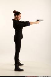 Woman Young Athletic White Fighting with gun Standing poses Casual