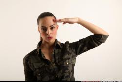 Woman Young Athletic White Neutral Standing poses Army