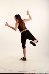 Woman Young Athletic White Moving poses Sportswear Dance