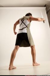 Man Adult Athletic White Fighting with sword Standing poses Army