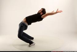Man Adult Athletic White Moving poses Sportswear Dance