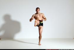 Man Adult Athletic White Kick fight Moving poses Underwear