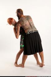 Man & Woman Adult Athletic White Fighting without gun Moving poses Casual
