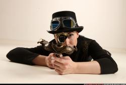 claudia-steampunk-laying-aiming-crossbow-pistol