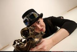 claudia-steampunk-laying-aiming-crossbow-pistol