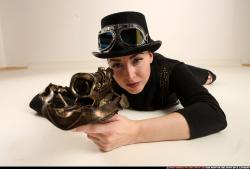 claudia-steampunk-laying-aiming-crossbow-pistol