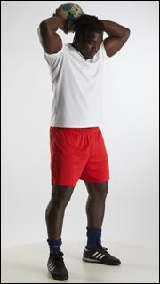 Soccer player with ball Kato Abimbo