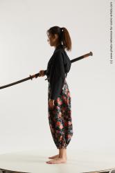 Woman Adult Athletic Fighting with sword Standing poses Asian Costumes