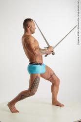 Man Adult Muscular Fighting with sword Fight Underwear